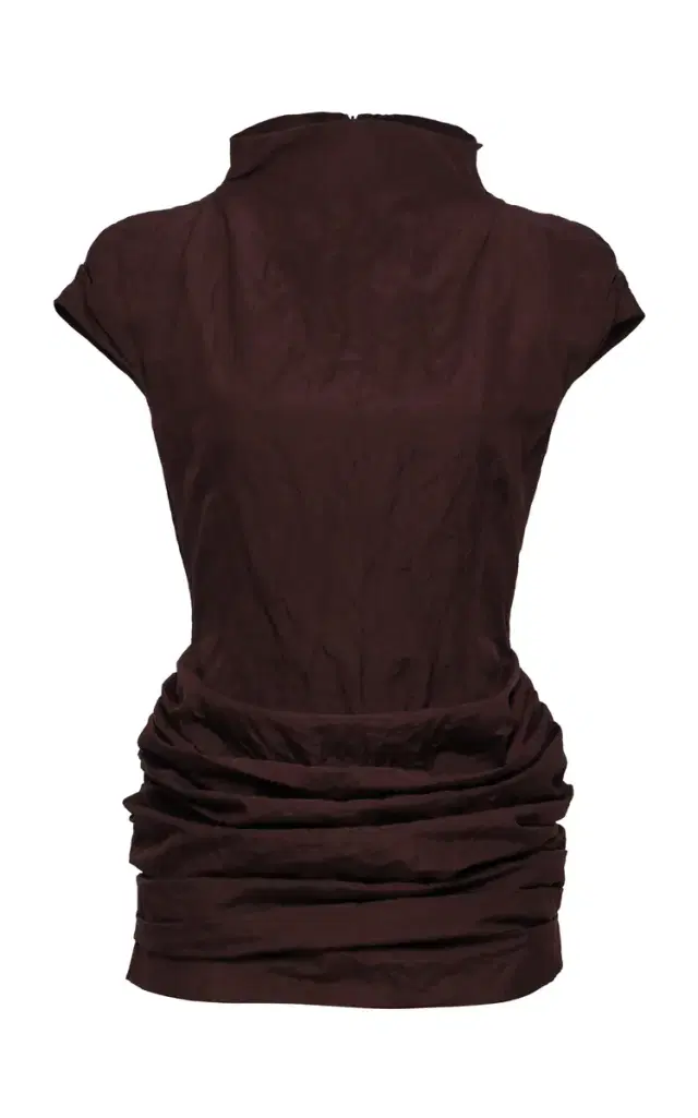 Magda Butrym High-Neck Ruched Cotton-Blend Mini Dress