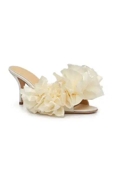 Magda Butrym Flower-Detailed Satin Mules | Thumbnail 3 Magda Butrym Flower-Detailed Satin Mules | Thumbnail 3