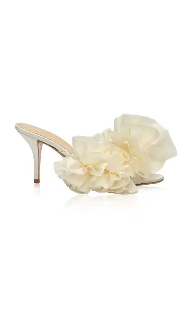 Magda Butrym Flower-Detailed Satin Mules | Thumbnail 1 Magda Butrym Flower-Detailed Satin Mules | Thumbnail 1