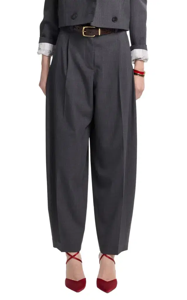 Elie Saab Pleated Wool-Blend Straight-Leg Pants
