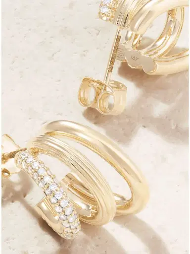Sydney Evan 14-karat Gold Diamond Hoop Earrings | Thumbnail 3 Sydney Evan 14-karat Gold Diamond Hoop Earrings | Thumbnail 3