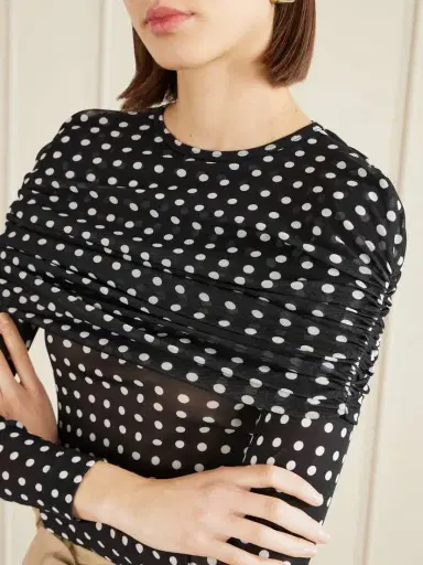 Patou Ruched Polka-dot Chiffon Top | Thumbnail 4 Patou Ruched Polka-dot Chiffon Top | Thumbnail 4