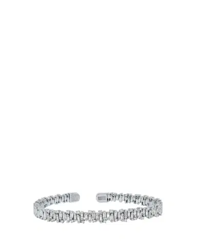 Suzanne Kalan 18K White Gold OAK Shimmer Baguette and Round Diamond Bangle Bracelet | Thumbnail 1 Suzanne Kalan 18K White Gold OAK Shimmer Baguette and Round Diamond Bangle Bracelet | Thumbnail 1