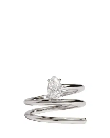 Kendall Row 14K White Gold Pear Lab Grown Diamond Double Wrap Solitaire Ring, Size | Thumbnail 1