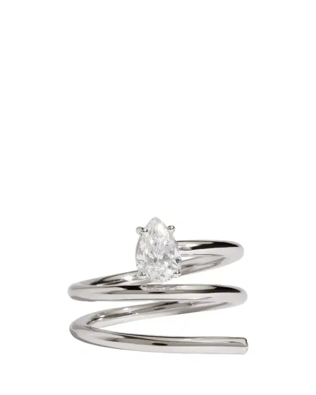 Kendall Row 14K White Gold Pear Lab Grown Diamond Double Wrap Solitaire Ring, Size