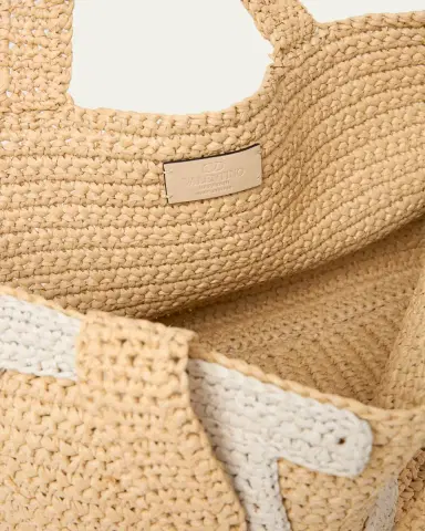 Valentino Garavani Large Crochet Viscose Raffia Tote Bag | Thumbnail 4 Valentino Garavani Large Crochet Viscose Raffia Tote Bag | Thumbnail 4