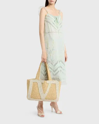 Valentino Garavani Large Crochet Viscose Raffia Tote Bag | Thumbnail 9 Valentino Garavani Large Crochet Viscose Raffia Tote Bag | Thumbnail 9
