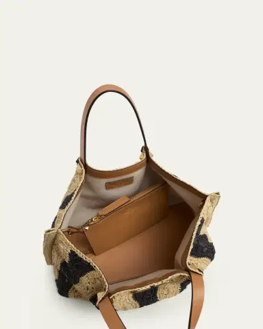 Valentino Garavani Medium Wavy Striped Viscose Raffia Tote Bag | Thumbnail 4 Valentino Garavani Medium Wavy Striped Viscose Raffia Tote Bag | Thumbnail 4