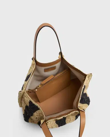 Valentino Garavani Medium Wavy Striped Viscose Raffia Tote Bag | Thumbnail 8 Valentino Garavani Medium Wavy Striped Viscose Raffia Tote Bag | Thumbnail 8