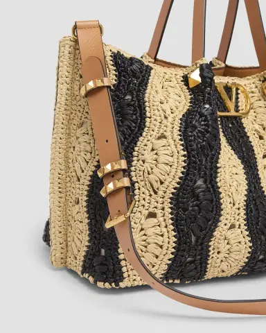 Valentino Garavani Medium Wavy Striped Viscose Raffia Tote Bag | Thumbnail 10 Valentino Garavani Medium Wavy Striped Viscose Raffia Tote Bag | Thumbnail 10