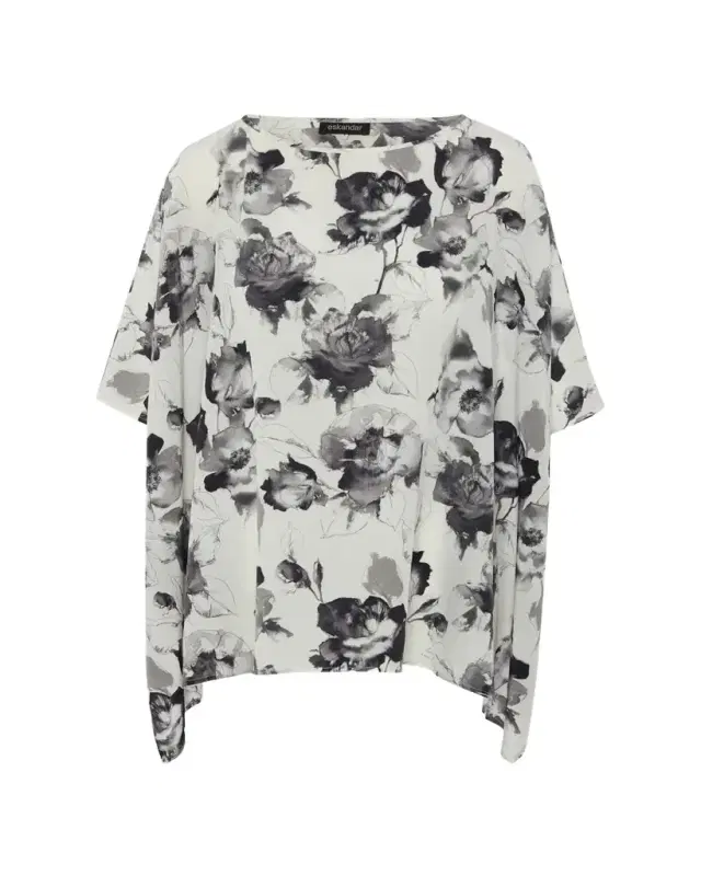 Eskandar Floral-Print Silk Chiffon Blouse