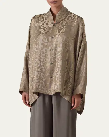 Eskandar A-Line Metallic Brocade Shirt | Thumbnail 4