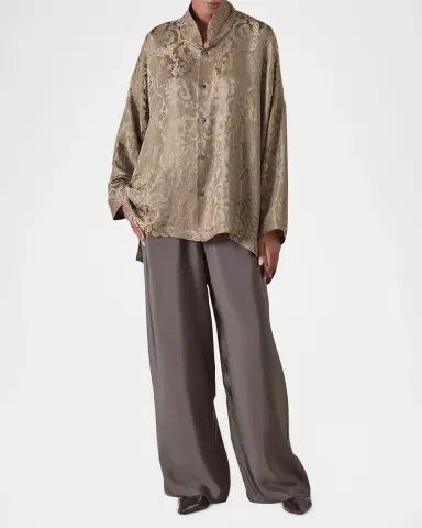 Eskandar A-Line Metallic Brocade Shirt | Thumbnail 6