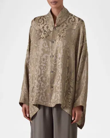 Eskandar A-Line Metallic Brocade Shirt | Thumbnail 8