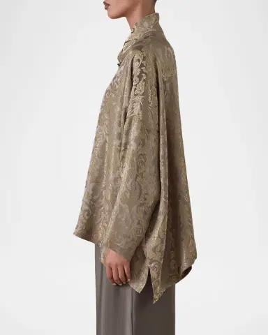 Eskandar A-Line Metallic Brocade Shirt | Thumbnail 9