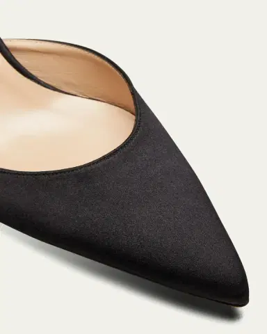 Manolo Blahnik Carolyne Satin Low-Heel Slingback Pumps | Thumbnail 2
