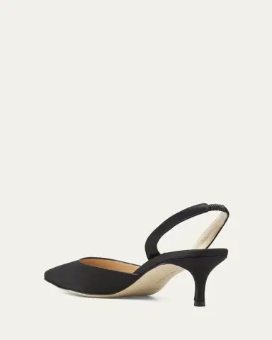 Manolo Blahnik Carolyne Satin Low-Heel Slingback Pumps | Thumbnail 5