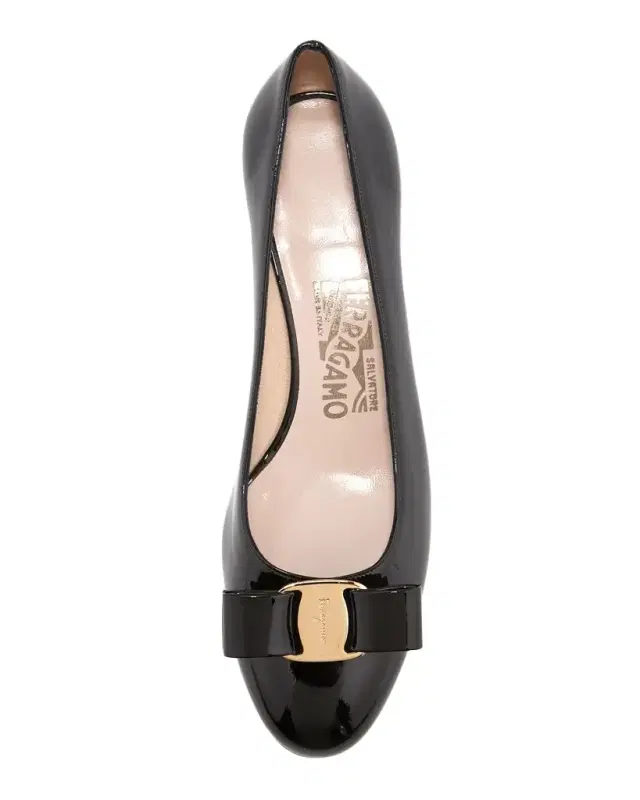 Ferragamo Vara Bow Leather Low Pumps
