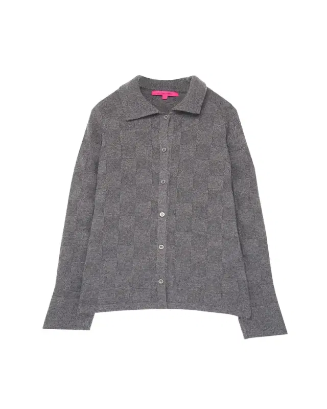 Checkerboard Cashmere Collared Cardigan