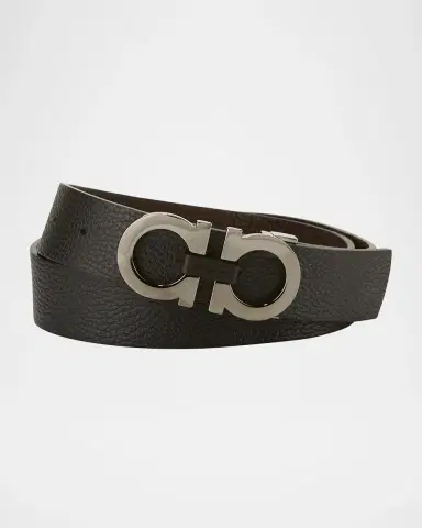Ferragamo Moufflon Adjustable & Reversible Double-Gancini Buckle Leather Belt | Thumbnail 2