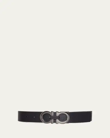 Ferragamo Moufflon Adjustable & Reversible Double-Gancini Buckle Leather Belt | Thumbnail 11
