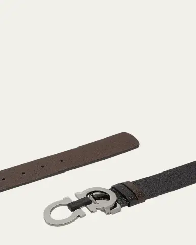 Ferragamo Moufflon Adjustable & Reversible Double-Gancini Buckle Leather Belt | Thumbnail 12