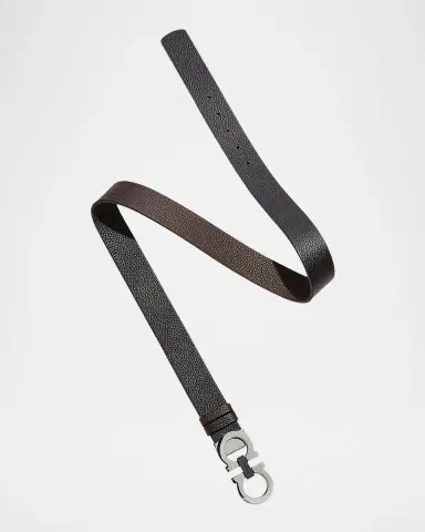 Ferragamo Moufflon Adjustable & Reversible Double-Gancini Buckle Leather Belt | Thumbnail 3