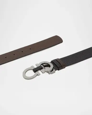 Ferragamo Moufflon Adjustable & Reversible Double-Gancini Buckle Leather Belt | Thumbnail 6