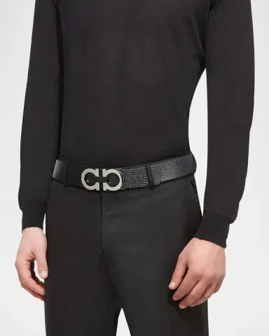 Ferragamo Moufflon Adjustable & Reversible Double-Gancini Buckle Leather Belt | Thumbnail 7