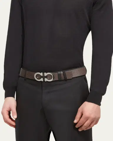 Ferragamo Moufflon Adjustable & Reversible Double-Gancini Buckle Leather Belt | Thumbnail 10