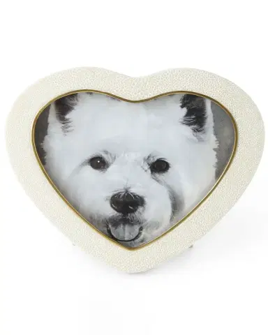 AERIN Cream Faux Shagreen Heart Picture Frame | Thumbnail 2