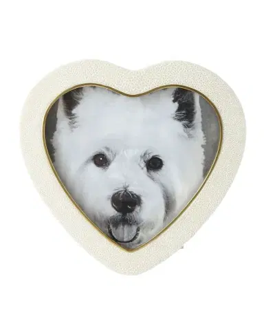 AERIN Cream Faux Shagreen Heart Picture Frame | Thumbnail 1
