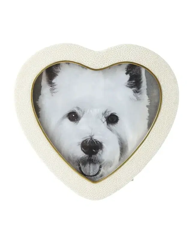 AERIN Cream Faux Shagreen Heart Picture Frame