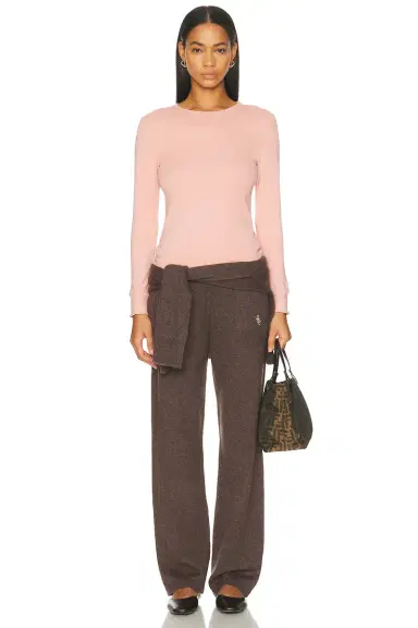 DONNI. The Baby Rib Scallop Long Sleeve Top | Thumbnail 4