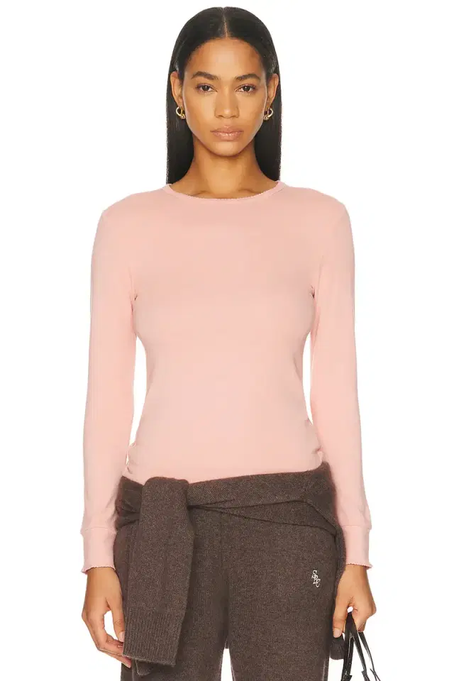 DONNI. The Baby Rib Scallop Long Sleeve Top