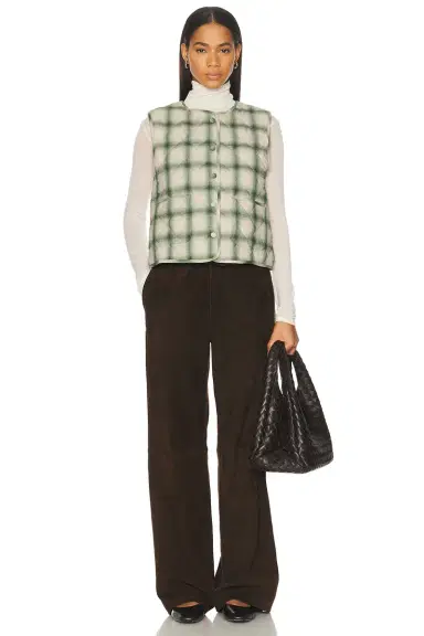 DONNI. The Quilted Plaid Flannel Vest | Thumbnail 4