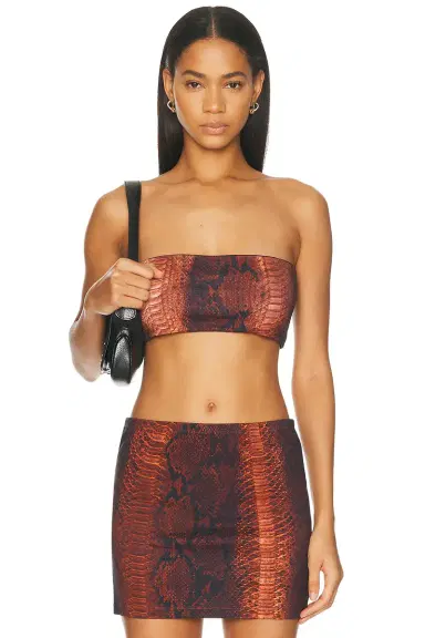 Jean Paul Gaultier Cotton Ribbed Printed Python Bra Top | Thumbnail 1