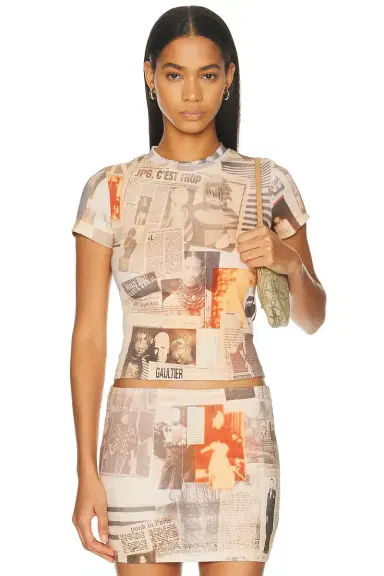 Jean Paul Gaultier Cotton Ribbed Printed Journal Tee-Shirt | Thumbnail 1