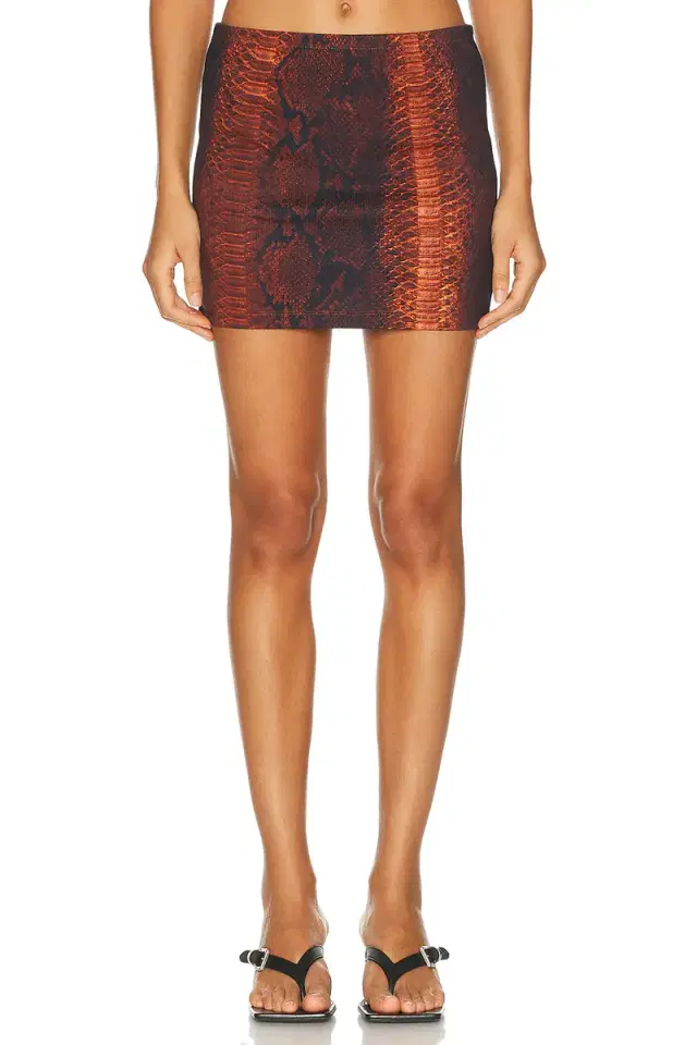 Cotton Ribbed Printed Python Mini Skirt