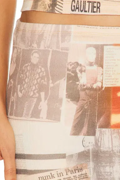 Jean Paul Gaultier Cotton Ribbed Printed Journal Mini Skirt | Thumbnail 6