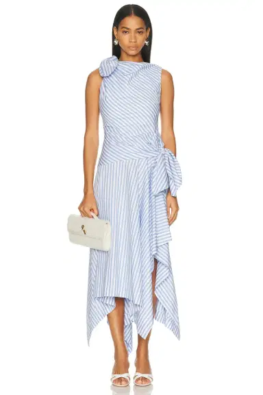 Monse Bow Drape Shirting Cascade Dress | Thumbnail 1 Monse Bow Drape Shirting Cascade Dress | Thumbnail 1