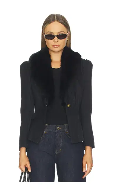 L'Agence Kaisley Fur Collar Blazer | Thumbnail 2 L'Agence Kaisley Fur Collar Blazer | Thumbnail 2