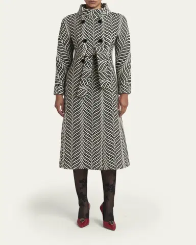 Valentino Garavani Zigzag Double-Breasted Belted Long Coat | Thumbnail 2