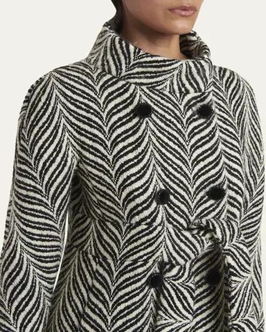 Valentino Garavani Zigzag Double-Breasted Belted Long Coat | Thumbnail 5