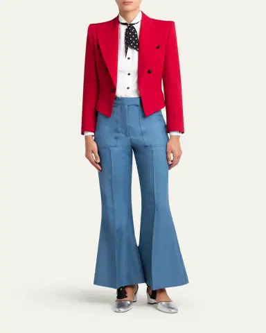 Valentino Garavani Wool-Alpaca Flare Crop Pants | Thumbnail 2