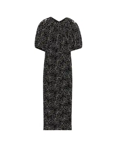 Lela Rose Floral Lace Puff-Sleeve Midi Sheath Dress | Thumbnail 1