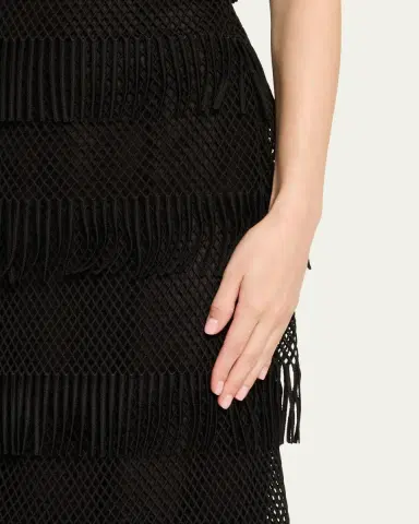 Lela Rose Strapless Tiered Macrame Lame Gown | Thumbnail 5 Lela Rose Strapless Tiered Macrame Lame Gown | Thumbnail 5