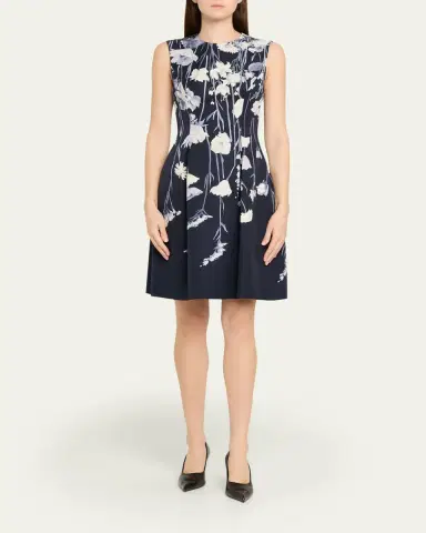 Lela Rose Floral Faille Sleeveless Mini Dress | Thumbnail 2 Lela Rose Floral Faille Sleeveless Mini Dress | Thumbnail 2
