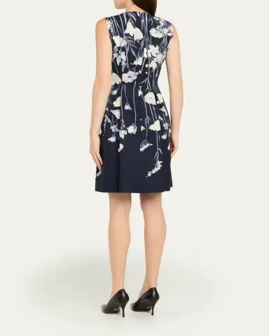 Lela Rose Floral Faille Sleeveless Mini Dress | Thumbnail 3 Lela Rose Floral Faille Sleeveless Mini Dress | Thumbnail 3