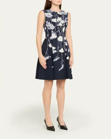 Lela Rose Floral Faille Sleeveless Mini Dress | Thumbnail 4 Lela Rose Floral Faille Sleeveless Mini Dress | Thumbnail 4